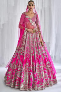 Raw Silk Fuschia Cynthia Bridal Lehenga Set