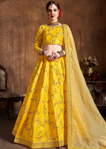 Embroidered Lehenga Choli With Printed Dupatta