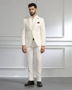 Whittesh Ivory Textured Formal Suit - Nosfer