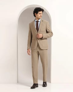 Khaki Solid Formal Suit - Juttex