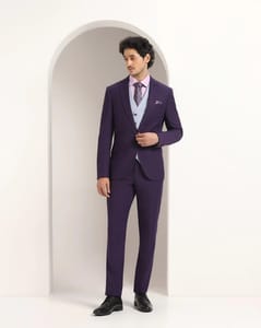 Purple Textured Formal Suit - Xomnia