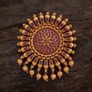 Red Stoned Antique Hair Brooch