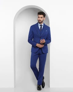 Royal Blue Textured Formal Suit - Reto
