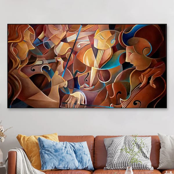 Big Panoramic Surreal Musicians Painting